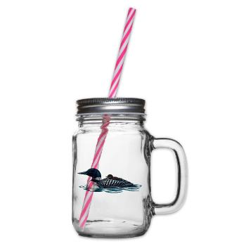 Gemeiner Lote trägt ein Küken auf ruhigem Wasser - Henkelglas mit Schraubdeckel - Klar - Rechts