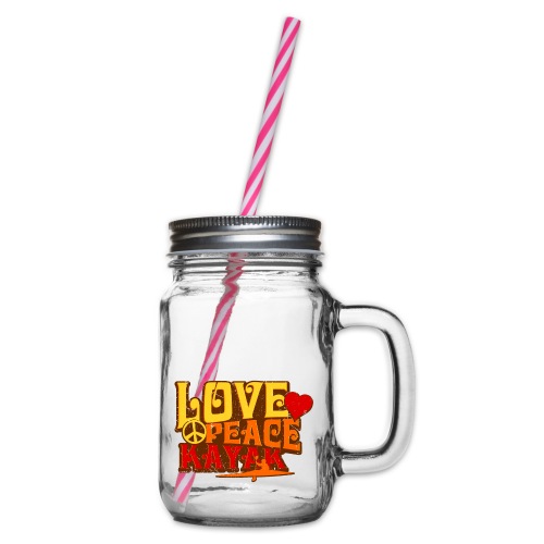 peace love kayak revised and final - Glass jar with handle and screw cap
