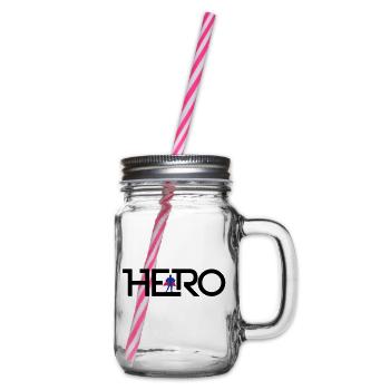Hero Logo - Henkelglas mit Schraubdeckel - Klar - Rechts