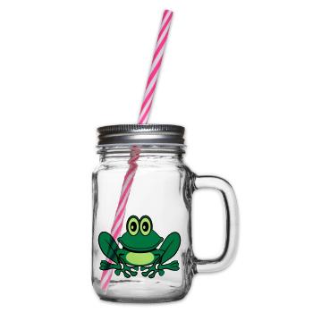 Sweet funny frog - Glass jar with handle and screw cap - clear - Right