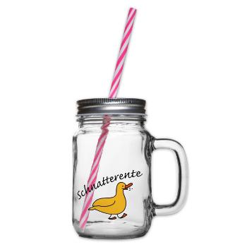 Schnatterente - Henkelglas mit Schraubdeckel - Klar - Rechts