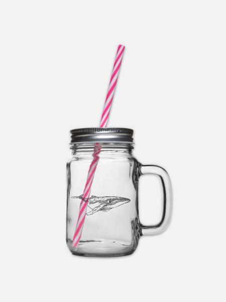 Wal Design schwimmend - Henkelglas mit Schraubdeckel - Klar