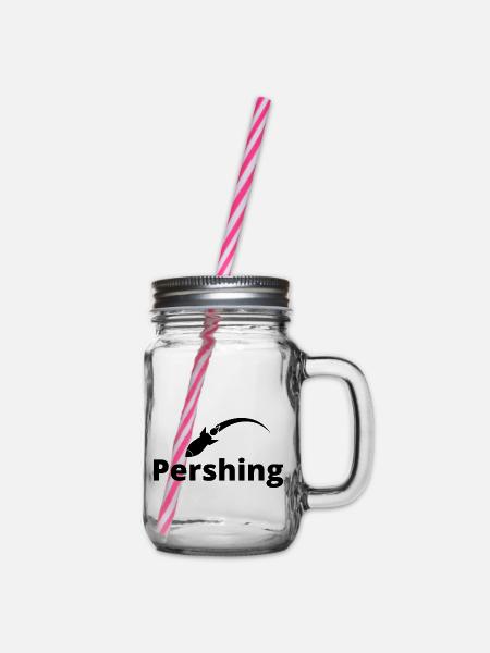 Pershing schwarz - Henkelglas mit Schraubdeckel - Klar