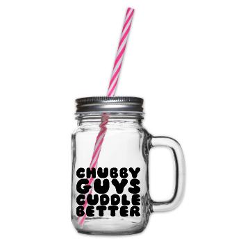 Chubby Guys Cuddle Better - Glass jar with handle and screw cap - clear - Right