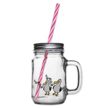 2 Stoner Seagull Friends - Glass jar with handle and screw cap - clear - Right