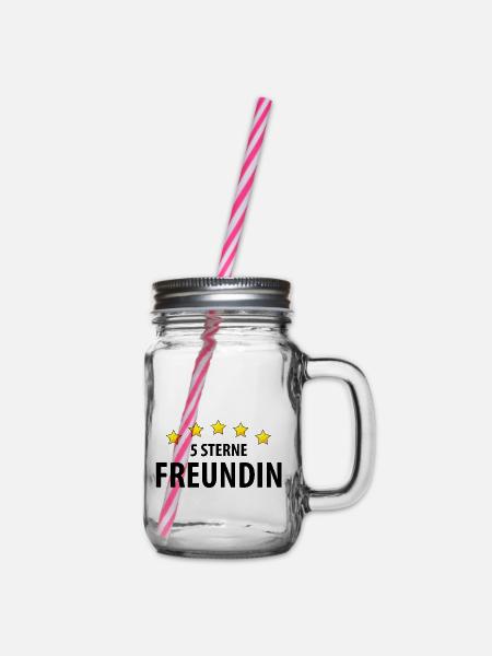 5 Sterne Freundin - Henkelglas mit Schraubdeckel - Klar
