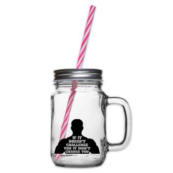 Workout Fitness Motivation Quote - Glass jar with handle and screw cap - clear - Right
