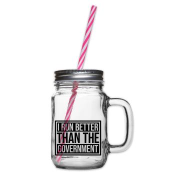 run better than government - Glass jar with handle and screw cap - clear - Right