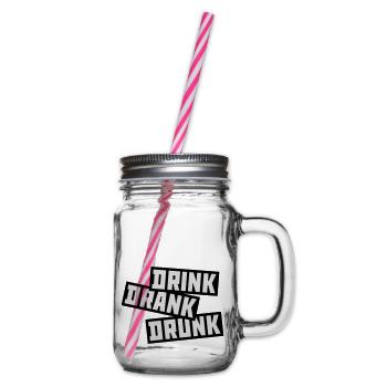 drink drank drunk Zitat - Henkelglas mit Schraubdeckel - Klar - Rechts
