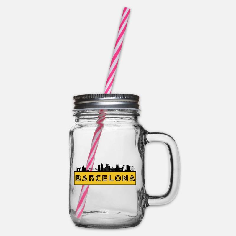 Ville de Barcelone - Espagne - Bocal à boisson - transparent