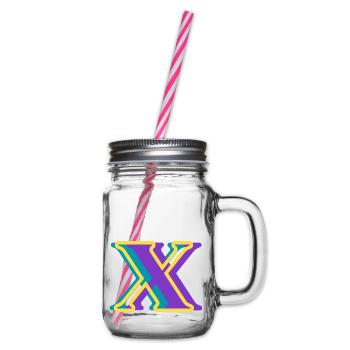 Multicolored letter x - Glass jar with handle and screw cap - clear - Right