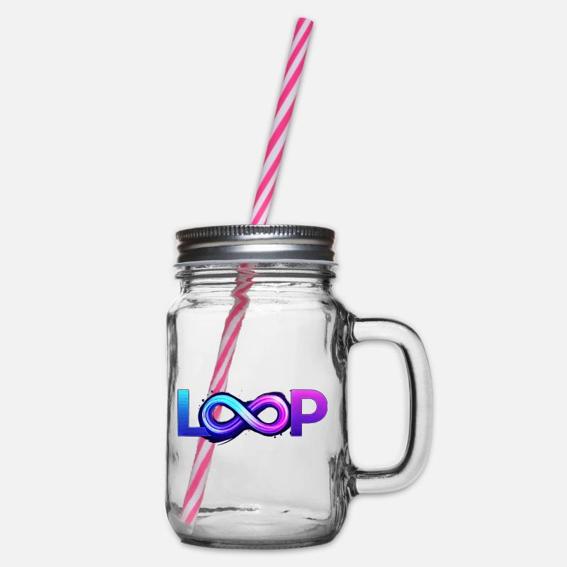 Neon Loop Unendlichkeit - Henkelglas mit Schraubdeckel - Klar