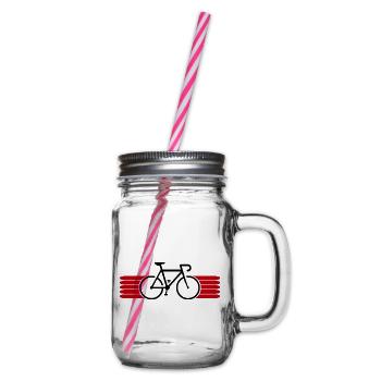 Fahrrad fahren Bike Fahrradfahrer Fahrradfahrerin - Henkelglas mit Schraubdeckel - Klar - Rechts