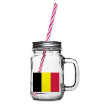 fahne belgien - Henkelglas mit Schraubdeckel - Klar - Rechts