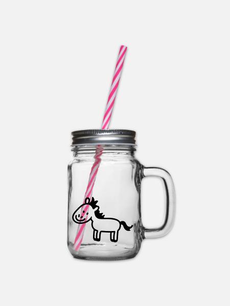 Pony Pferdchen - line - Henkelglas mit Schraubdeckel - Klar