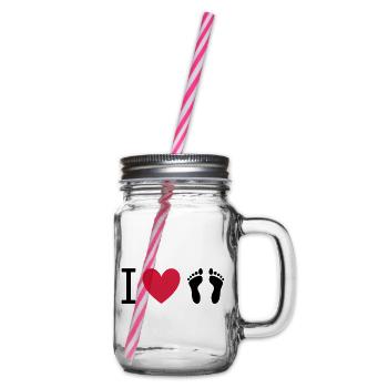 ★ Designfarben änderbar ★ I love Füße - Henkelglas mit Schraubdeckel - Klar - Rechts