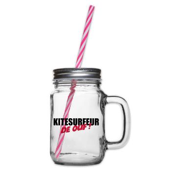 Kiteboarding Kitesurfing Kitesurf Kitesurfer Kiter - Glass jar with handle and screw cap - clear - Right