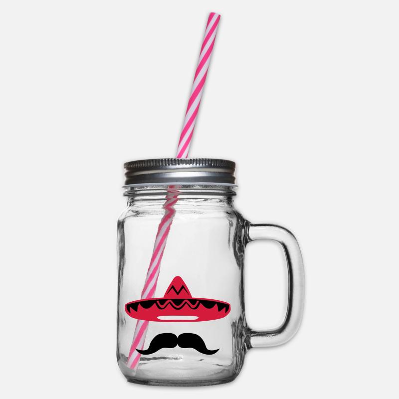chapeau mexicain moustache 200 - Bocal à boisson - transparent