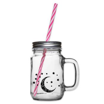mond_sterne_002 - Glass jar with handle and screw cap - clear - Right