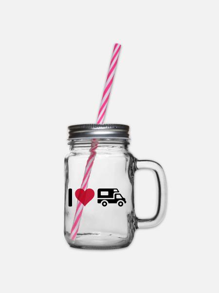 I love camping Wohnmobil - Henkelglas mit Schraubdeckel - Klar