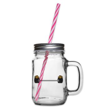 Weightlifting French Fries Bodybuilder - Glass jar with handle and screw cap - clear - Right
