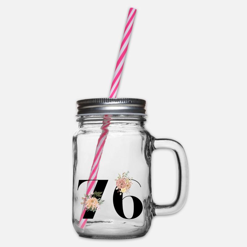 76e anniversaire fleuris (Cadeau de 76 ans) - Bocal à boisson - transparent