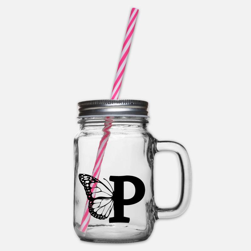 lettre p papillon - Bocal à boisson - transparent