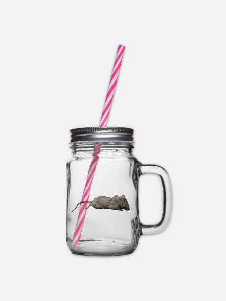 Maus - Henkelglas mit Schraubdeckel - Klar