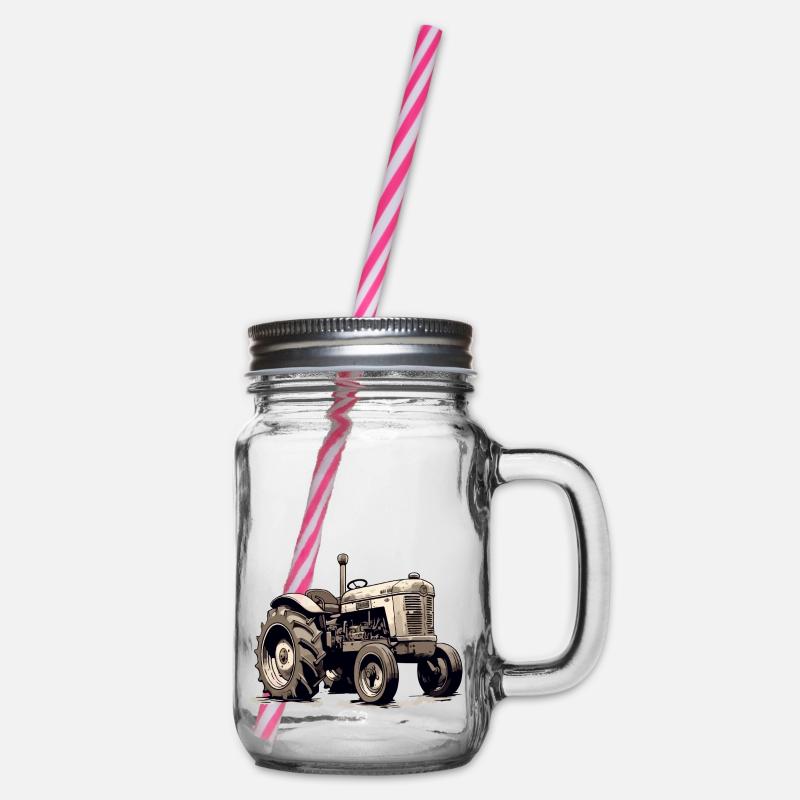 Tracteur à l'ancienne - Bocal à boisson - transparent