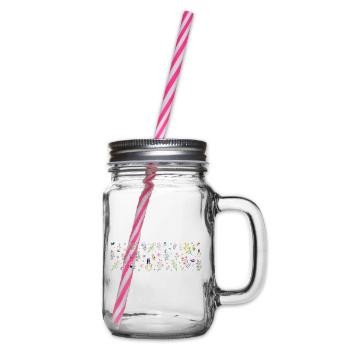 Midnight Bloom Botanical Print - Glass jar with handle and screw cap - clear - Right