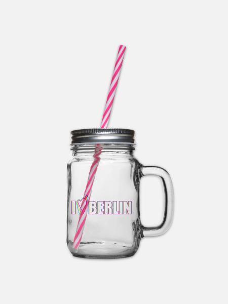 I Love Berlin Statement - Henkelglas mit Schraubdeckel - Klar
