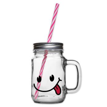 Smiley - Henkelglas mit Schraubdeckel - Klar - Rechts
