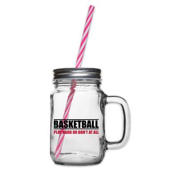 basketball_17 - Glass jar with handle and screw cap - clear - Right