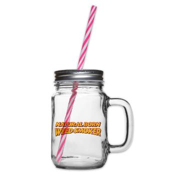 Natural born weed smoker 3col - Glass jar with handle and screw cap - clear - Right