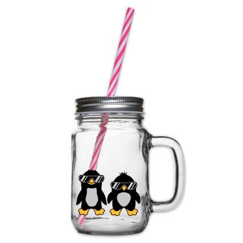 2 Sonnenbrille Pinguin Freunde - Henkelglas mit Schraubdeckel - Klar - Rechts