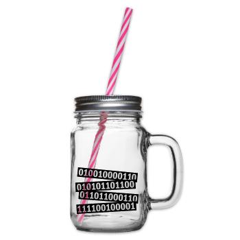 Binary Code Program Language - Glass jar with handle and screw cap - clear - Right