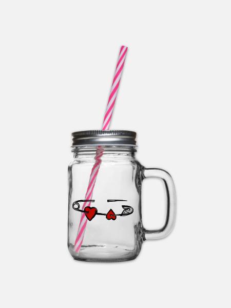 Love Herz - Henkelglas mit Schraubdeckel - Klar