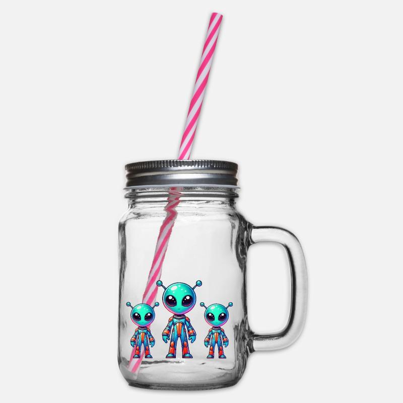 Alien Comic - Henkelglas mit Schraubdeckel - Klar