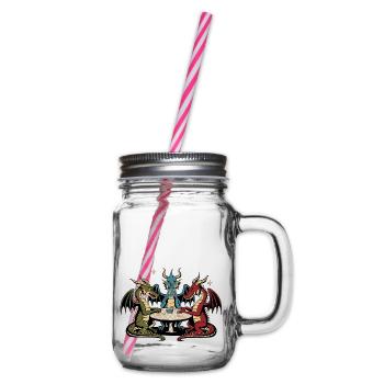 Dragons playing cards - Glass jar with handle and screw cap - clear - Right