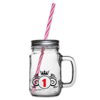 Coat of arms 1 - Glass jar with handle and screw cap - clear - Right