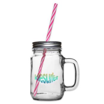 Kitesurfer in writing - Glass jar with handle and screw cap - clear - Right