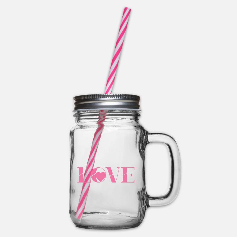 Pink Love Text Design - Bocal à boisson - transparent