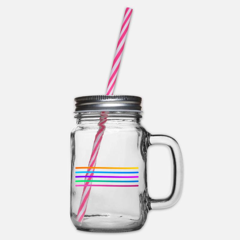 Regenbogenstreifen Muster - Henkelglas mit Schraubdeckel - Klar