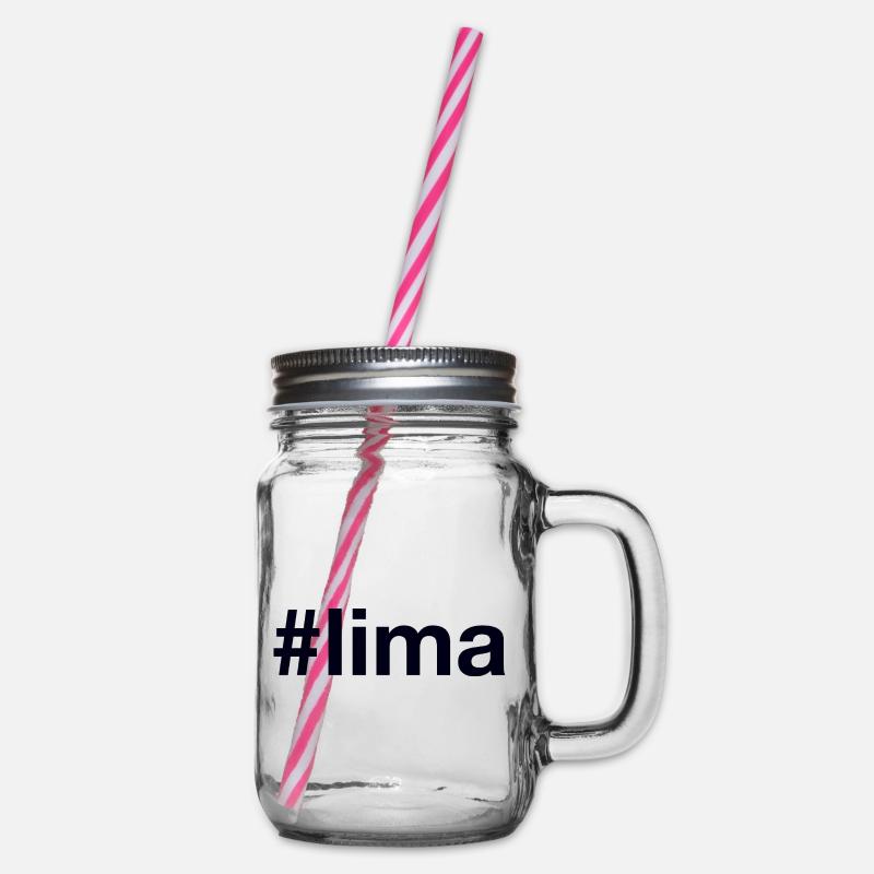 Lima Peru Hashtag - Glass jar with handle and screw cap - clear