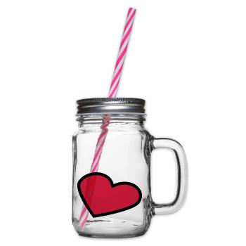 perspective_heart_outline_2c - Glass jar with handle and screw cap - clear - Right