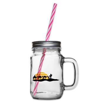sun strip caravan dealer travel cactus kame - Glass jar with handle and screw cap - clear - Right