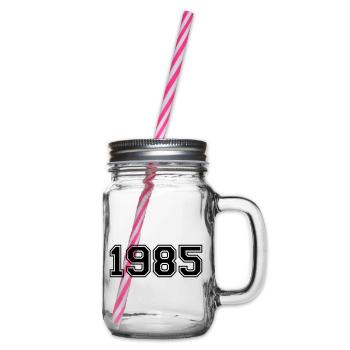1985 - Glass jar with handle and screw cap - clear - Right