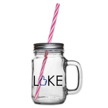 I Like - Gefällt mir - Daumen hoch - Henkelglas mit Schraubdeckel - Klar - Rechts