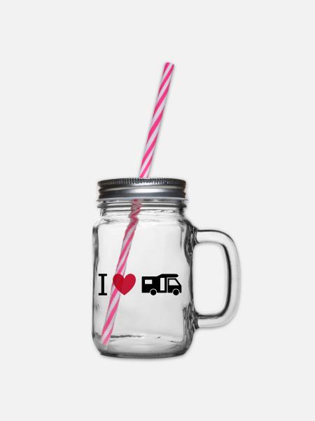 ★ Les couleurs du design peuvent être modifiées ★ J'adore les camping-cars - Bocal à boisson - transparent