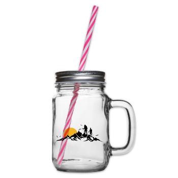 Natur - Berge Wanderer - Henkelglas mit Schraubdeckel - Klar - Rechts